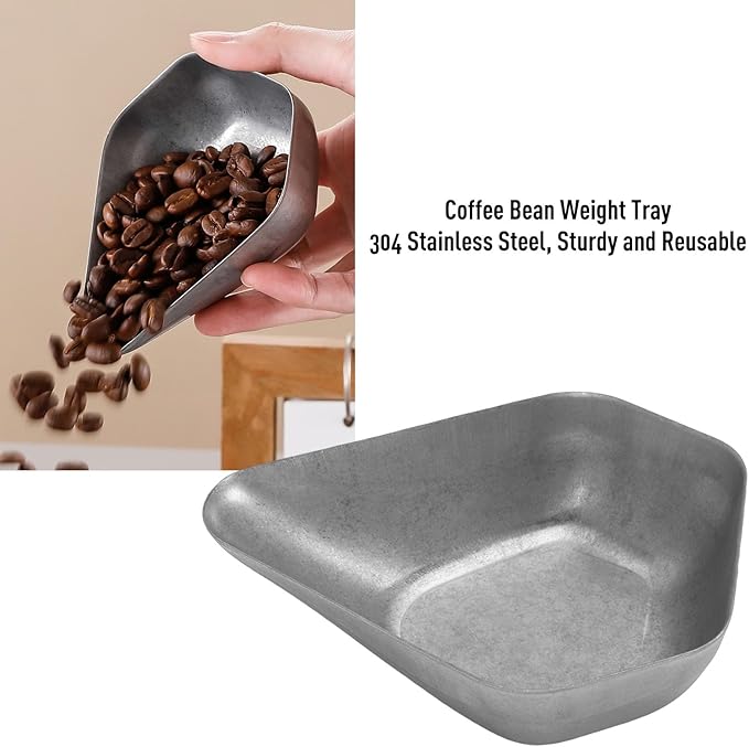 Diydeg Coffee Bean Dosing Cup, 2Pcs Retro Color 304 Stainless Steel Coffee Dosing Tray Bean Weight Tray Powder Weighing Plate for Home Cafe Restaurant