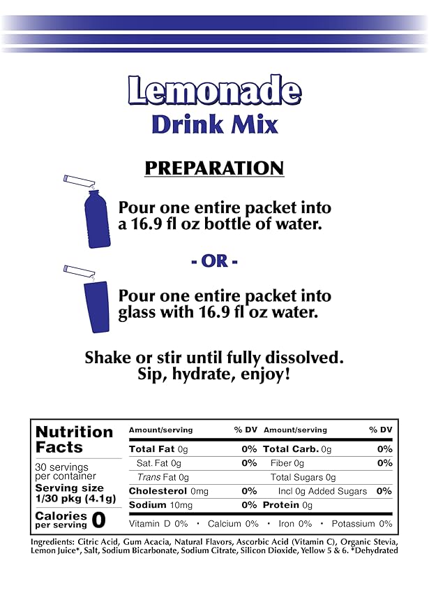 GramZero 2GO Sticks - Lemonade, Zero Calorie Sugar Free Drink Mix, Stevia Sweetened, Great For Nutrition Club Loaded Tea To Go Kits