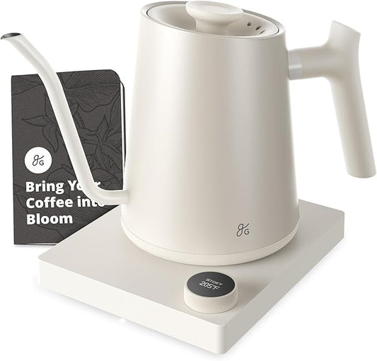 Greater Goods Electric Gooseneck Kettle and Coffee Scale, Designed in St. Louis, Birch White