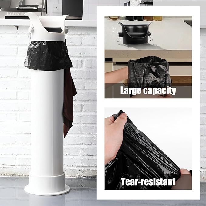 Garbage Bags for Standing Espresso Knock Box Commercial Large Trash Bag for Coffee Grounds Knock Box for Coffee Shop, Bar, Kitchen,Office, Black,4 Roll/100 pcs