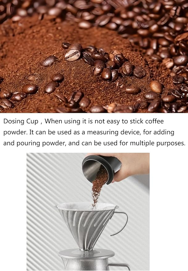 2 Pack Dosing Cup, 50ml 58mm Stainless Steel Hands Coffee Dosing Cup for Portafilter Espresso Coffee Machine Accessories, Milk Tea Coffee Powder Feeder Powder Cups Part tool