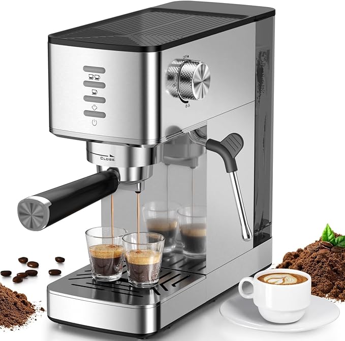 Electactic Espresso Machine 20 Bar with Rapid Cold Brew - Hot & Iced Coffee Maker, Built-in Steam Wand, Touch Screen, 37oz Water Tank -Perfect for Lattes, Cappuccinos, and Gift for Coffee Lovers