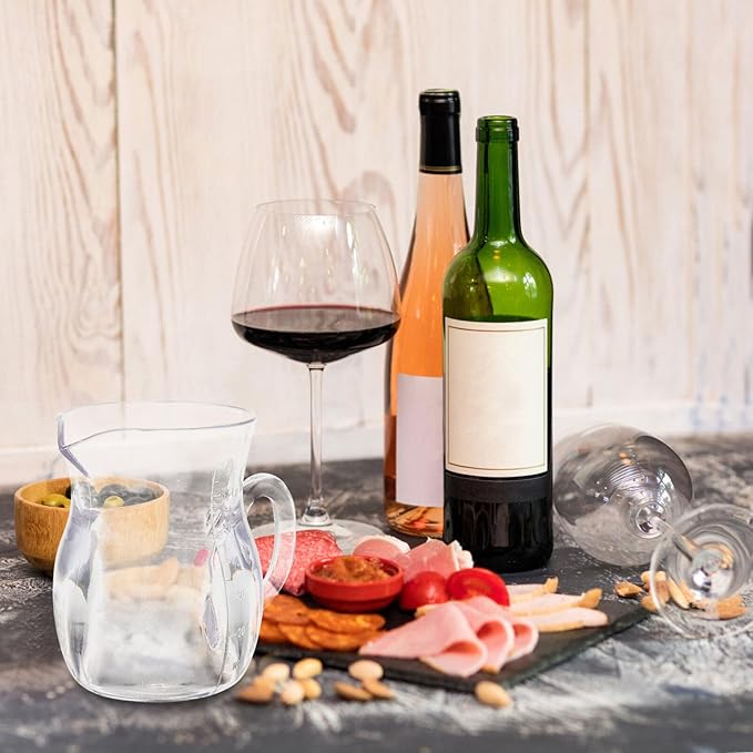Kichvoe 2pcs Acrylic Wine Decanter Set: Liquor Dispenser with Handle Individual Small Decanter Cream Pitcher Milk Pourer Coffee Mug Tea Maple Syrup Serving, 70ml/2.4oz