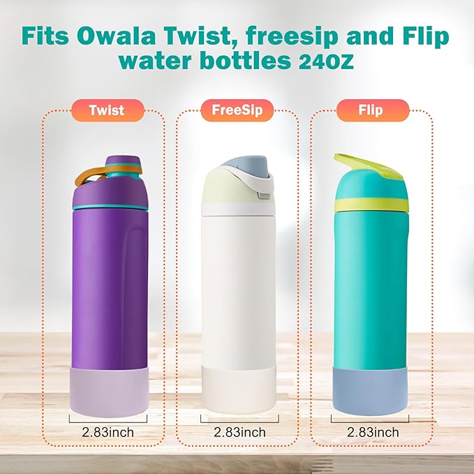 WK IEASON 2Pcs Silicone Boot for Owala Water Bottle, Protective Flask Bottom Cover Base for Owala FreeSip Twist and Flip Flask Water Bottle Accessories-2.83inch Bottom Diameter