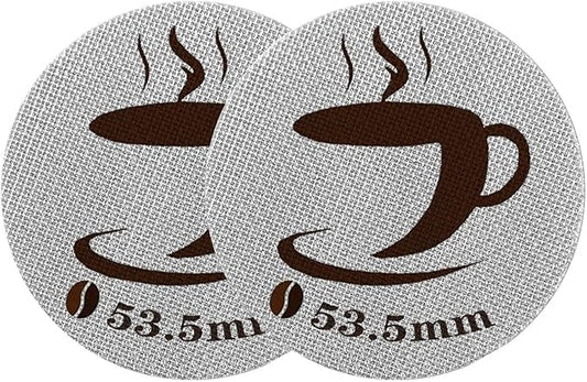 2PCS 53.5MM Espresso Puck Screen, Reusable Puck Screen Replacement, Perfect Espresso Distribution Tool Compatible with Espresso Machine Portafilter Basket