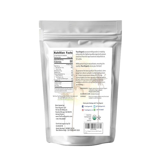 True Organic Coconut Milk Powder, 1 Lb | USDA & Kosher | Plant-Based Creamer for Coffee, Tea & Smoothies | Non-GMO, Gluten-Free | powdered coconut milk