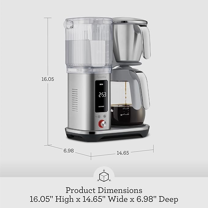 Breville Luxe Drip Coffee Machine BDC415BTR, Black Truffle, Glass Carafe