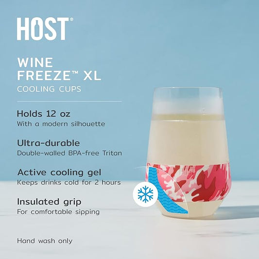Host Freeze XL Wine Glass Cooling Cup, Double Walled Insulated Freezable Drink Chilling Tumbler for Aperol Spritz 12 Ounces