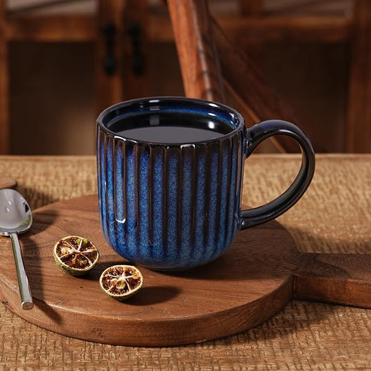 famiware Coffee Mugs Set of 6, Starlight 11 oz Mug Cup Set with Handle for Coffee, Tea, Cocoa, Milk - Ceramic Stoneware Mug Set, Nebulas Blue