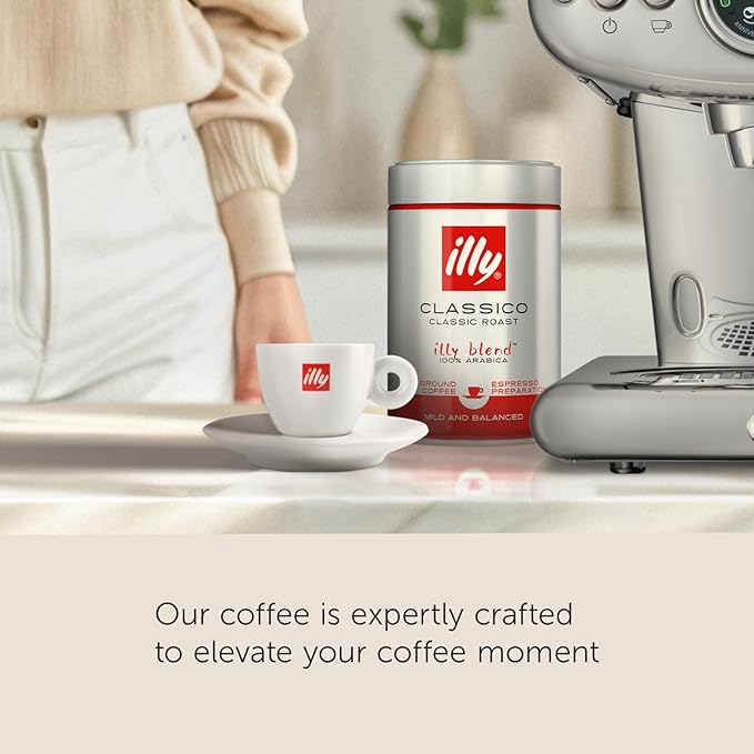 Illy Intenso Ground Espresso Coffee, Bold Roast, Intense, Robust And Full Flavored With Notes Of Deep Cocoa, 100% Arabica Coffee, No Preservatives, 8.8 Ounce (Pack Of 1)