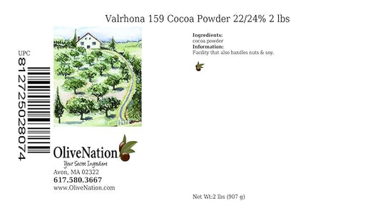 Valrhona 159 Cocoa Powder 20/22% from OliveNation, Unsweetened Dutched Cocoa for Baking and Cooking - 2 lbs