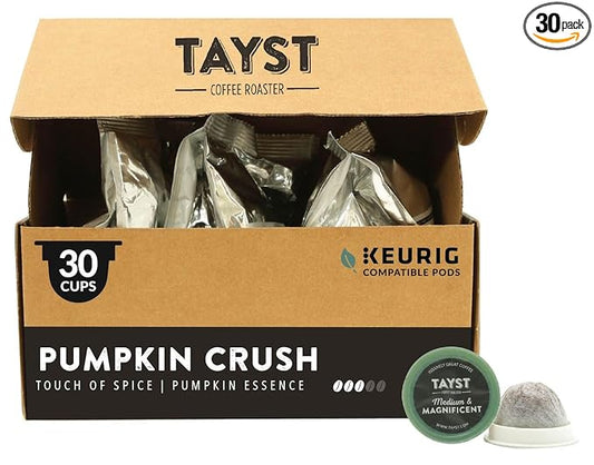 Tayst Coffee Pods, Pumpkin Crush Medium Roast, K Cups Compatible with Keurig Coffee Maker, Sustainable Single Serve, Pack of 30