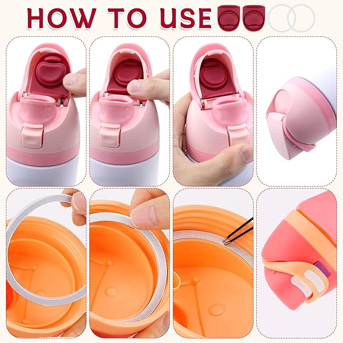 2 Sets Replacement Rubber Stopper and O Ring Gasket Compatible with Owala FreeSip 24oz 32oz,Water Bottle Lid Insert Cap Seal Parts for Owala 16/19/24/32/40oz Mouthpiece Accessories B2S2