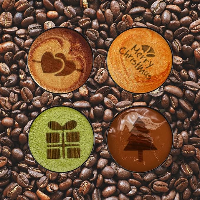 45 Coffee Stencils+2 Mesh Powder Shakers, Cake Baking Templates Coffee Decoration Stencils Coffee Art Templates Coffee Mold Tool for Christmas Thanksgiving Cake Coffee Cappuccino