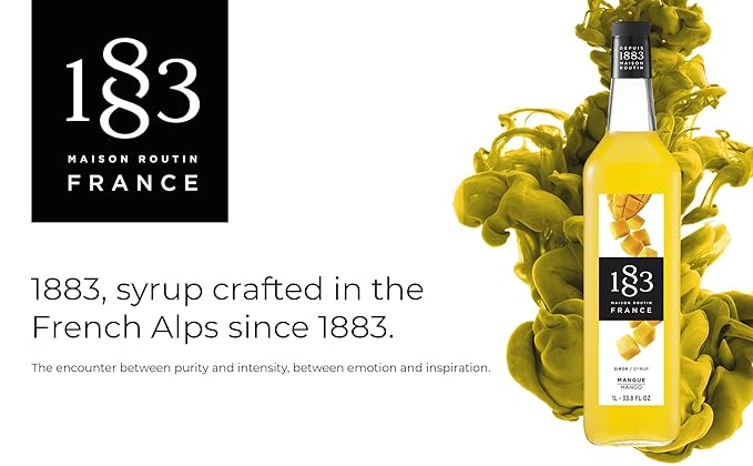 1883 Mango Syrup for Drinks, Made in France, 1 Liter Plastic Bottle