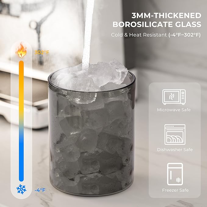 Amber Glass Coffee Canister 2-Pack with Pop Lid & 1-Way Valve - Airtight Container with UV Protection to Lock in Freshness - Storage for Coffee Beans, Ground Coffee & Dry Food, 11OZ