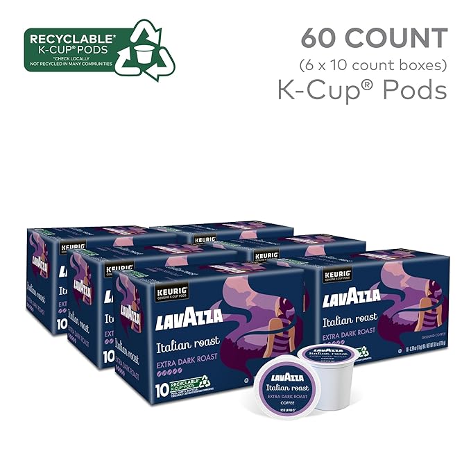 Lavazza Italian Roast, Keurig Single Serve K-Cup Pods, 60ct (12 Packs of 10)