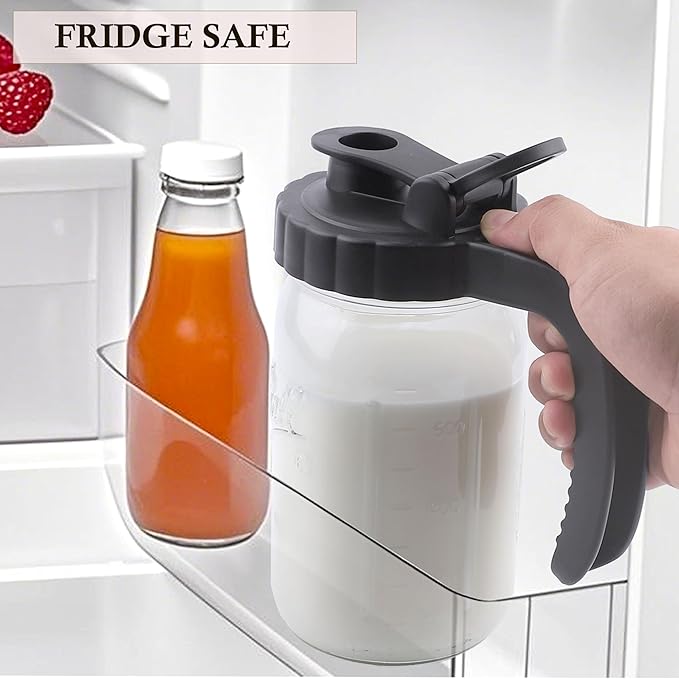 32 Oz Glass Mason Jar Pitcher 1 Quart Breast Milk Pitcher Wide Mouth Water Jug With Pour Spout Lid Heavy Duty Carafe Jug For Beverage Cold Hot Tea Coffee Lemonade Juice Container For Refrigerator