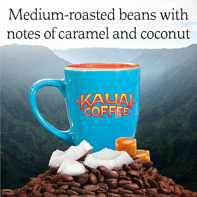 Kauai Coffee Coconut Caramel Crunch Medium Roast | Ground Coffee | 10 oz Package | Pack of 4