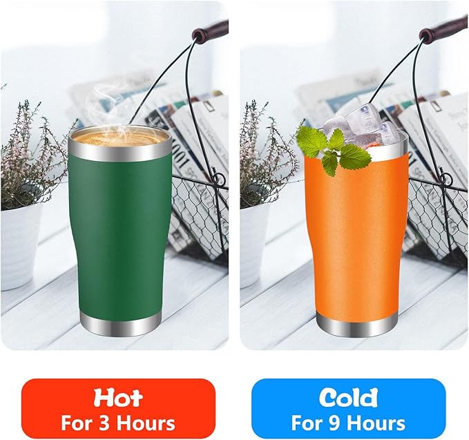 VEGOND 20oz Tumbler Stainless Steel Tumbler Cup with Lid And Straw Vacuum Insulated Double Wall Travel Coffee Mug(orange package 12)