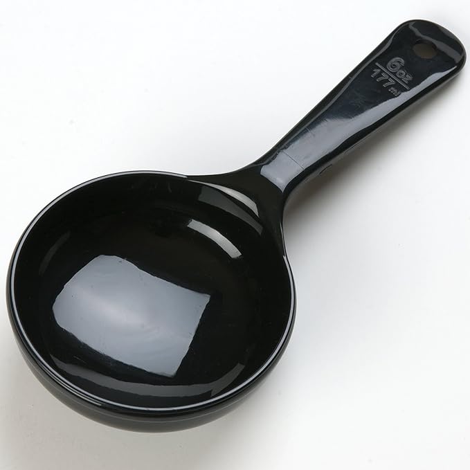 Carlisle FoodService Products 493003 Solid Short Handle Portion Control Spoon, 6 oz, Black