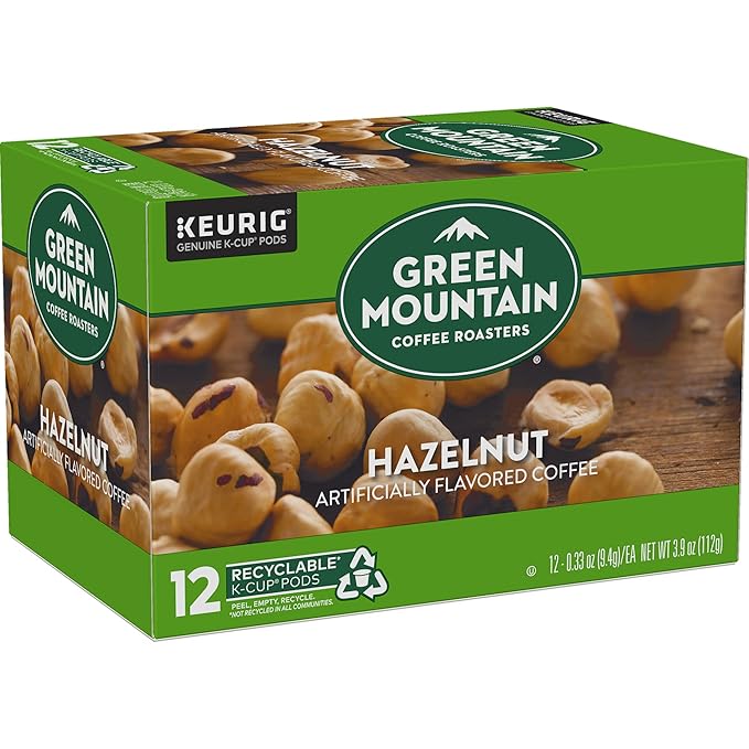 Green Mountain Coffee Roasters Hazelnut Keurig Single-Serve K-Cup pods, Light Roast Coffee, 12 Count