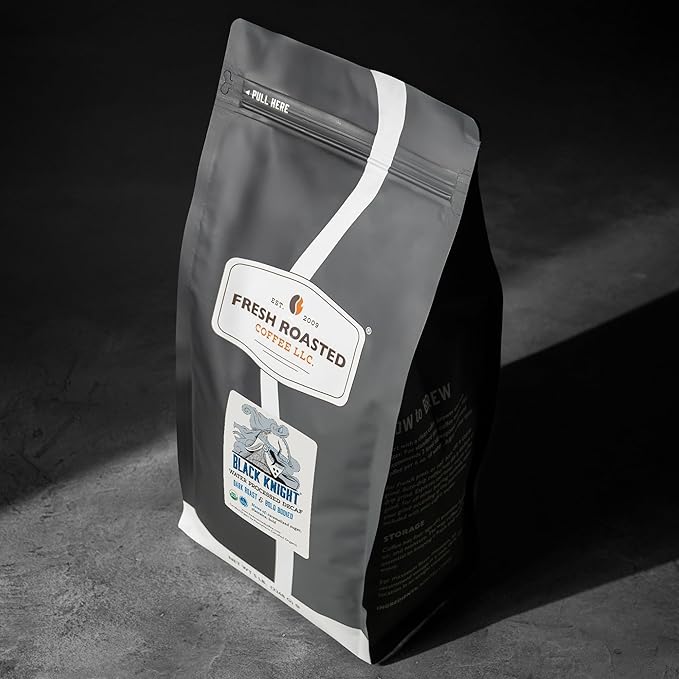 Fresh Roasted Coffee, Organic Black Knight Water-Processed Decaf | USDA Organic, Kosher | Dark Roast 5 lb (80 oz) Whole Bean