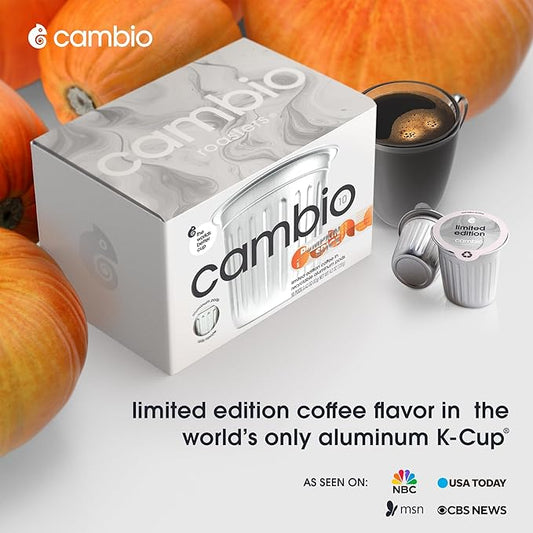 CAMBIO ROASTERS Pumpkin Spice Coffee Pods – Small Batch Medium Roast 100% Arabica Coffee Pod, Recyclable in Aluminum Pods – Keurig-Compatible, 60-Count