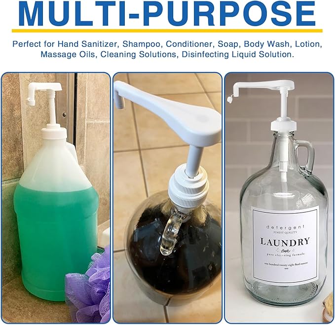 4Pcs Gallon Jug Syrup Pump Dispenser, 38-400 Leak Proof Pump for Gallon Jug - Lotion Shampoo Pump Cap Included, Fits 1 Gallon Bottle 64oz 128oz Shampoo Laundry Detergent Containers