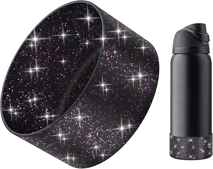 Protective Glitter Silicone Boot Compatible with Owala 24oz 32oz 40oz, Bling Cup Sleeve Bottom Bumper Cover Compatible with Owala FreeSip, Twist, or Flip Stainless Steel Water Bottles