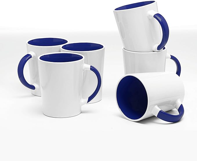 DISCOUNT PROMOS Ceramic Latte Coffee Mugs by Albany 13 oz. Set of 10, Bulk Pack - Perfect for Coffee, Tea, Espresso, Hot Cocoa, Other Beverages - Cobalt Blue