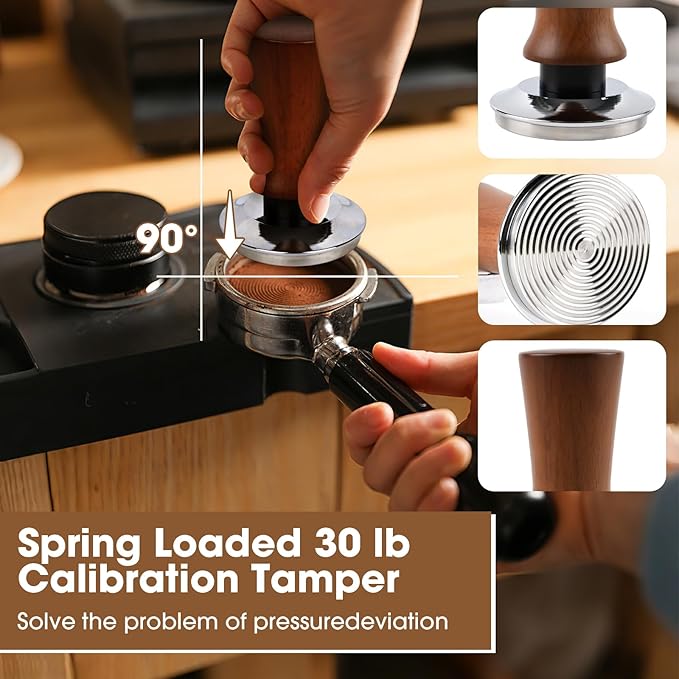 54mm Spring Loaded Espresso Tamper Kit with WDT Tool Dosing Ring and Tamping Mat for 54mm Portafilter Home Coffee Machines