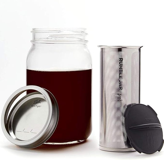Rumble Jar - Next-Gen Cold Brew Coffee Maker for Mason Jars - 200 Micron Filter Is Ideal for Coarse Grounds & Stronger Coffee - Standalone Filter (no Mason Jar included)
