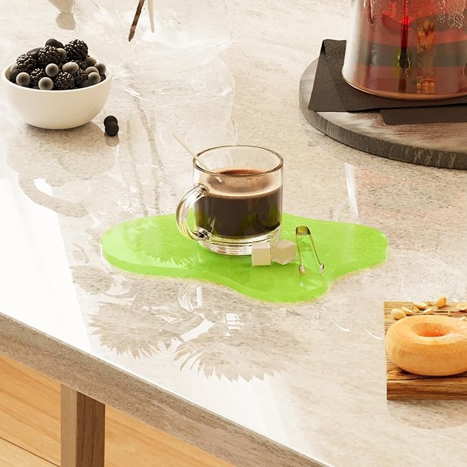 Acrylic Desk Coaster Decorative Plates, Clear Cloud Shape bar Drink Coasters, Coffee Cup Coaster for Desk Accessories Office Home Decor，Perfect for Tabletop, Coffee Table, Kitchen, Bar(Yellow)
