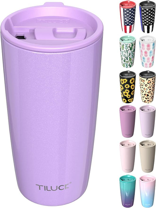TILUCK 20 oz Tumbler with Lid, Double-Walled Vacuum Insulated Travel Coffee Mug, Durable Stainless Steel Coffee Tumbler (Lavender, 20oz)