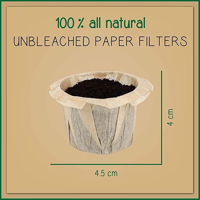 Brew Addicts 600 Paper Coffee Single-Use Filters, Brown, All-Natural & Unbleached for Keurig Brewers and Compatible with K-Cup Pods 1.0 & 2.0 Models, Disposable filters