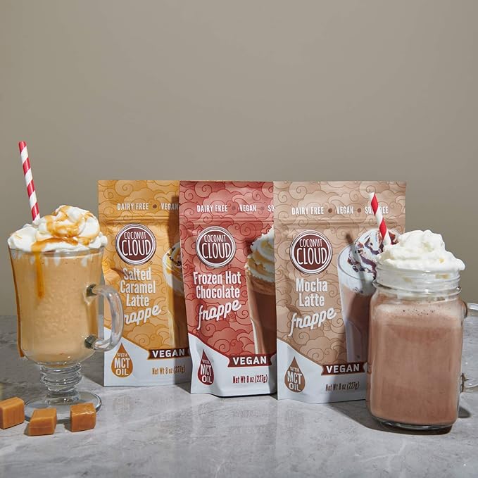 Coconut Cloud Frappe: Dairy-Free Salted Caramel Latte | Frozen Blended Iced Drink | Easy to Make, Enjoy your Favorite Coffee House Drink at Home (Vegan,Gluten-Free,Natural, Delicious, Creamy), Makes 6