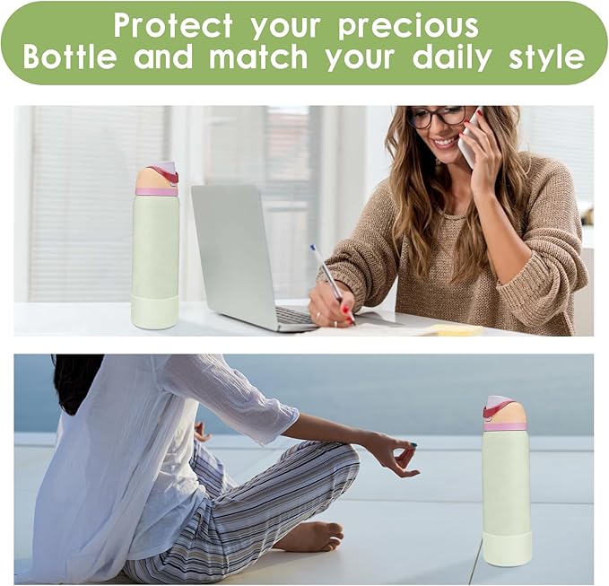 2PCS Silicone Water Bottle Boot, Compatible with Owala 24oz 32oz 40oz, Protective Anti-Scratch & Anti-Dent No Noise Sleeve Cover for FreeSip/Twist/Flip Water Bottles (Coastal Mist, 24oz)