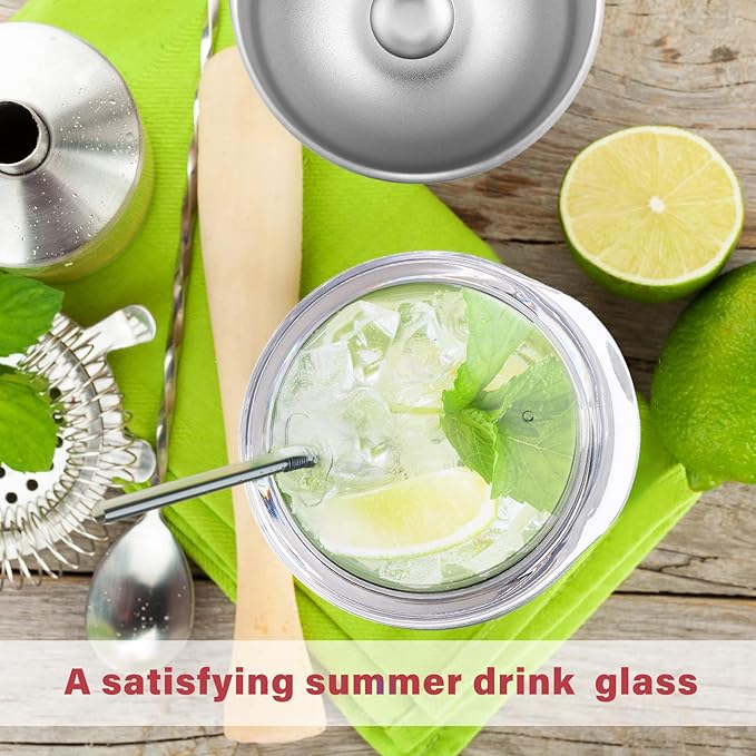 16 Pack Stainless Steel Wine Tumblers 12 oz Insulated Vacuum Wine Cup Set Double Wall Stainless Steel Stemless Mug Glasses for Coffee Soda Whiskey Outdoor Travel (White)