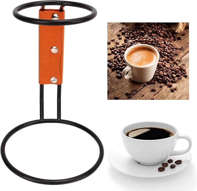 Pour Over Coffee Dripper Rack, Coffee Filter Holder Iron Dripper Stand with Leather Handle Case Coffee Maker Stand for Coffee Tea