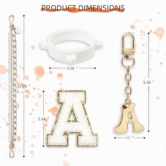 Letter Handle Strap Accessories with Cute Initial Charm Compatible with Owala Water Bottle 24oz 32oz 40oz Owala Kids