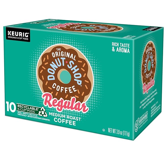The Original Donut Shop Regular, Keurig Single Serve K-Cup Pods, Medium Roast Coffee, 60 Count, (6 Packs of 10)