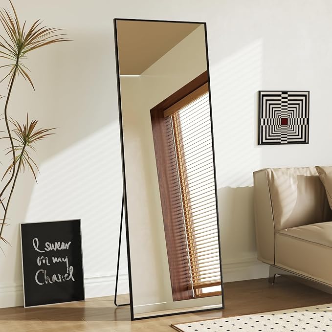 NEWBULIG Full Length Mirror, Upgraded Body Wall Mirrors with Shatter-Proof Glass, Floor Standing Mirror, Home Wall Decor