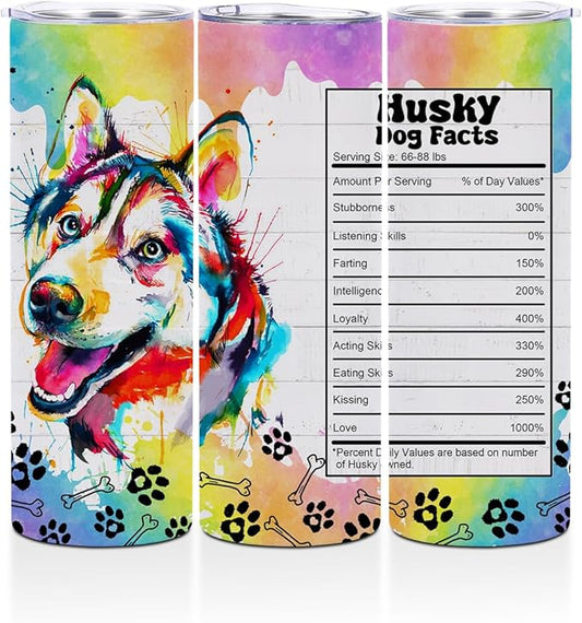 Siberian Husky Gifts, 20 Oz Straight Skinny Tumblers, Stainless Steel Tumbler, Double Wall Vacuum Travel Mug, Dog Stuff Animal Coffee Cup, Insulated Coffee Mug Thermal Cup for Home, Office, Outdoor