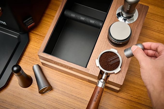 IKAPE 58MM Espresso Tamper Kit 6 in 1, Coffee Tamper, WDT Tool, Magnetic Dosing Funnel, Puck Screen, Milk Pitcher, Cleaning Brush