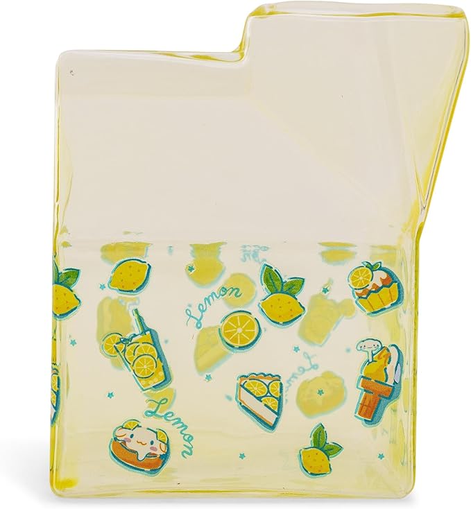 Silver Buffalo Sanrio Hello Kitty and Friends Featuring Cinnamoroll Lemons Glass Milk Cup, 11.9 ounces