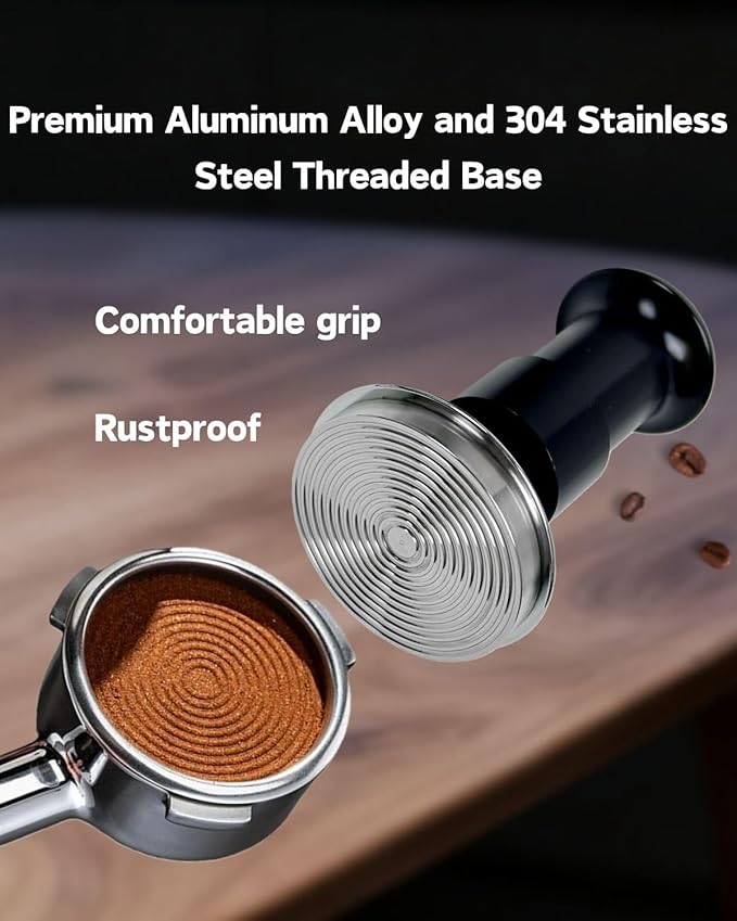 Espresso Tamper Double Spring Loaded 51mm with WDT Tool Espresso Accessories Kit, Stainless Steel Corrugated Base, Dosing Funnel, Tamper Mat (51mm & Magnetic wdt)