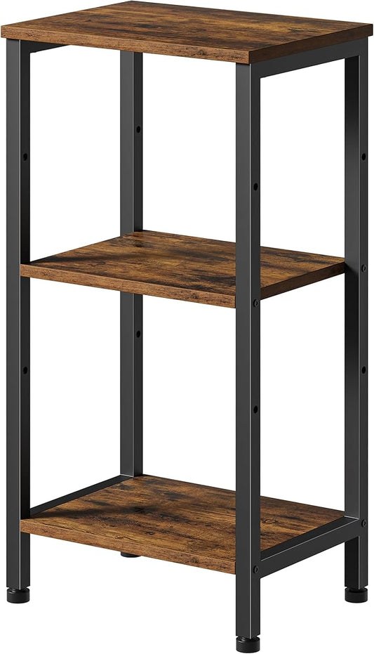 Small Side Table, Tall End Table with Adjustable Shelf, Accent Table Stand for Home Decor, Small Entryway Table, Bedroom Nightstand, Living Room, Office, Rustic Brown