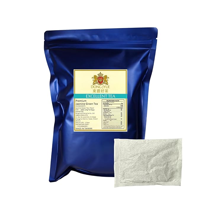 Dong Jyue Premium Jasmine Green Tea, Commercial-Use Tea Bags, 25g Large Bags, 24 Count (Pack of 1), Taiwanese Jasmine Green Tea for Green Milk Tea & Fruit Tea | Enjoy Hot or Iced | 21.16 oz / 600g Total
