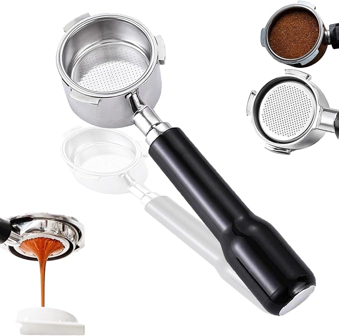51mm Bottomless Portafilter & Puck Screen, Compatible for CASABREWS Espresso Machine CM5418, 3700 Series, Mr. Coffee Espresso and Cappuccino Machine, Includes 304 Stainless Steel Filter Basket, 3Ear